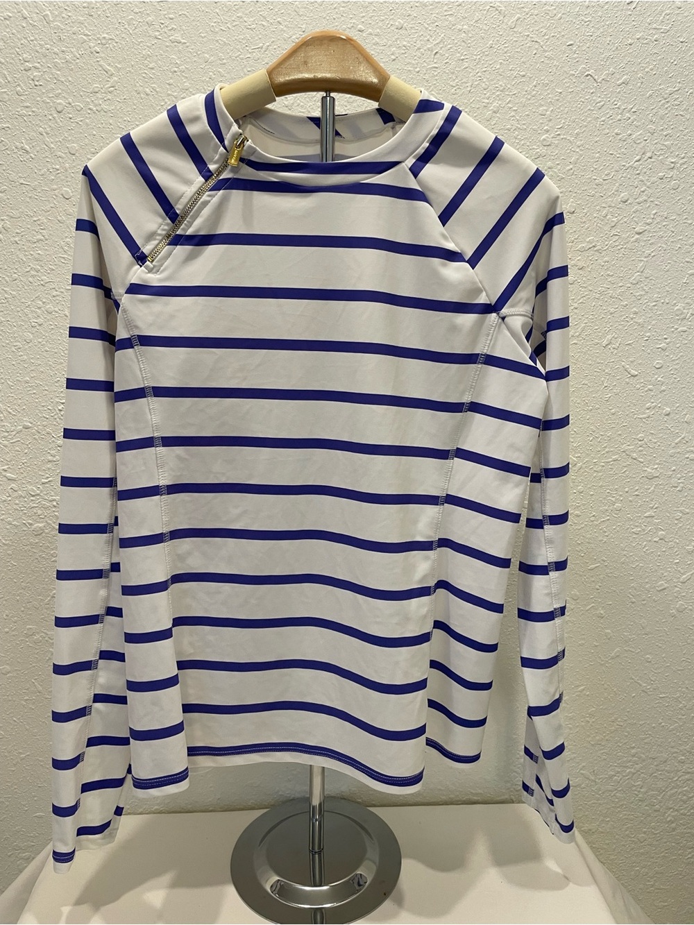 Mott50 White & Blue Striped Long Sleeve Top